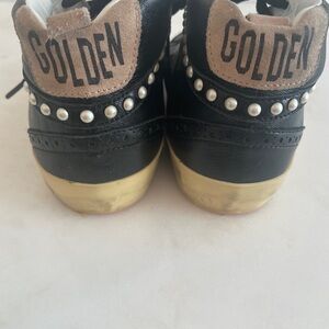 Golden Goose Black and Gold Sneakers with Pearl Accents 38 no box